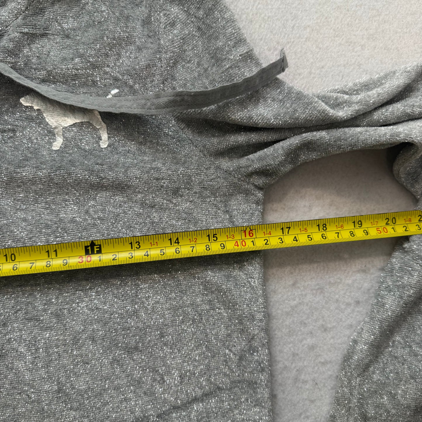 Victoria's Secret PINK Women's Gray Velour Zip-Up Hoodie Heart Sequin Size XS
