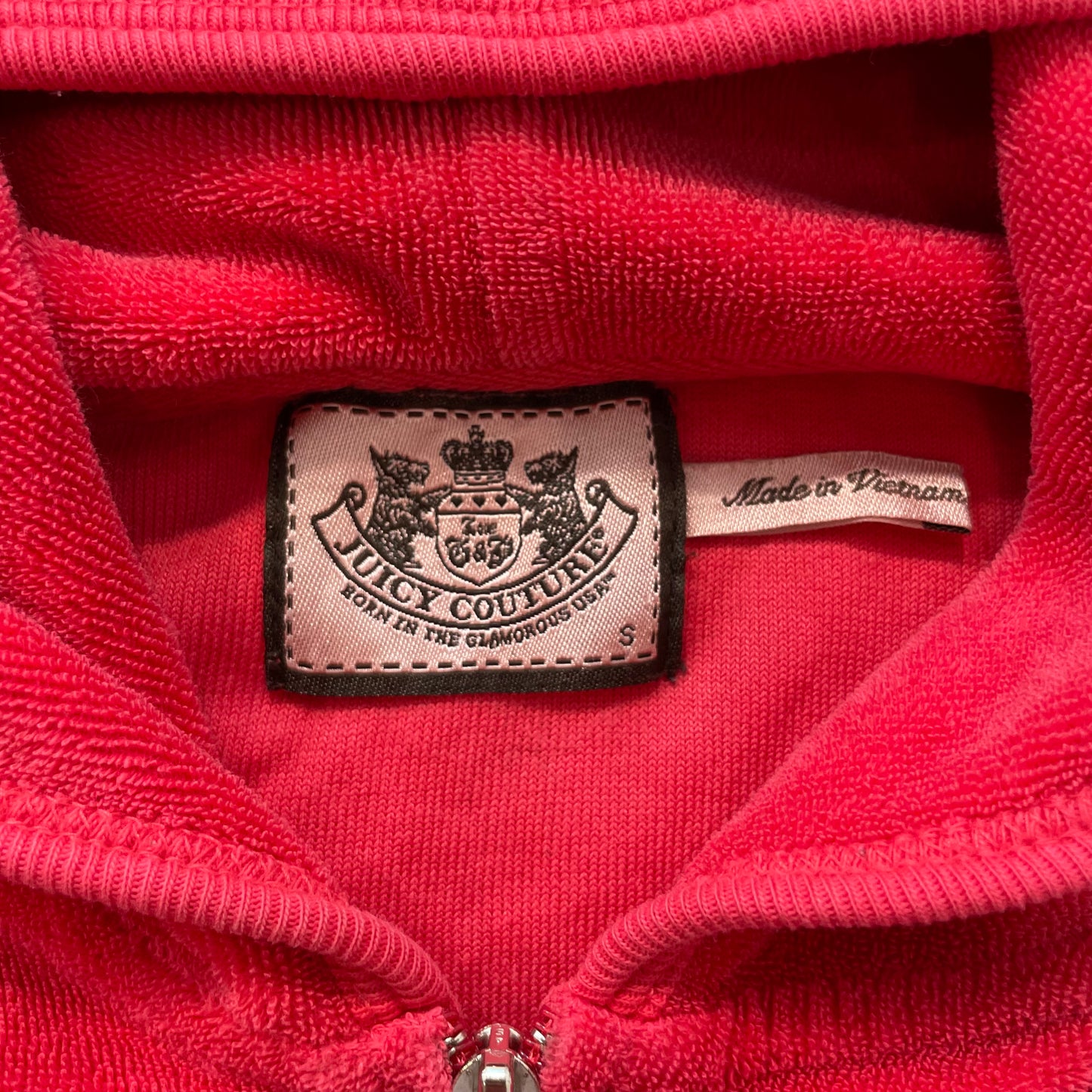 Vintage Juicy Couture Malibu Couture Womens Red Terry Cloth Hoodie Pocket Size S