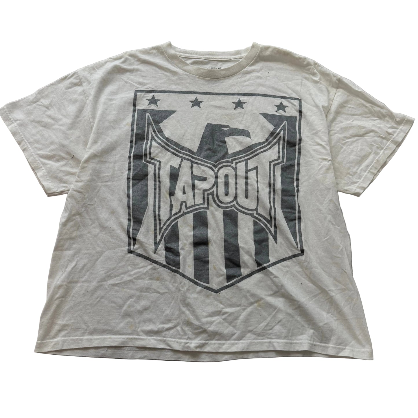 Tapout Men's White Cotton T-Shirt Short Sleeves Crew Neck Graphic Tee Size XL
