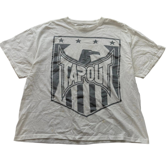 Tapout Men's White Cotton T-Shirt Short Sleeves Crew Neck Graphic Tee Size XL
