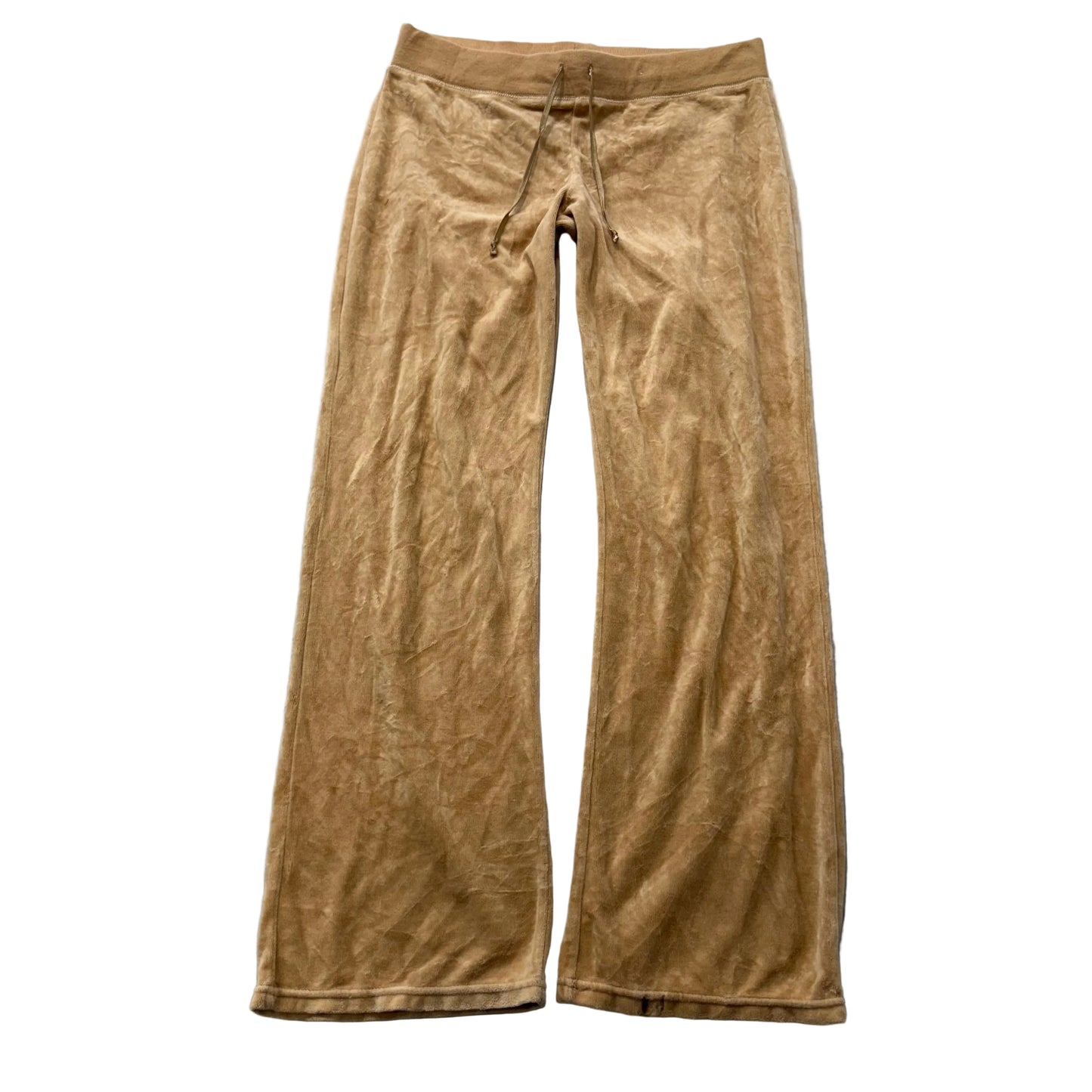 Juicy Couture Women's Camel Velour Flare Track Pant Drawstring Loungewear Size M