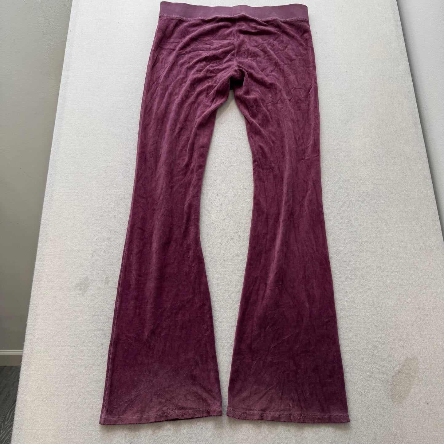 Juicy Couture Women's Plum Velour Flared Track Pant Loungewear Drawstring Size M