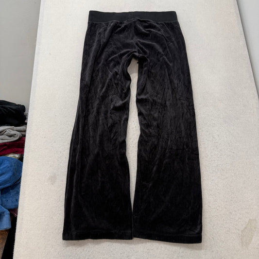 Juicy Couture Women's Faded Black Velour Flare Track Pant Loungewear Logo Size M