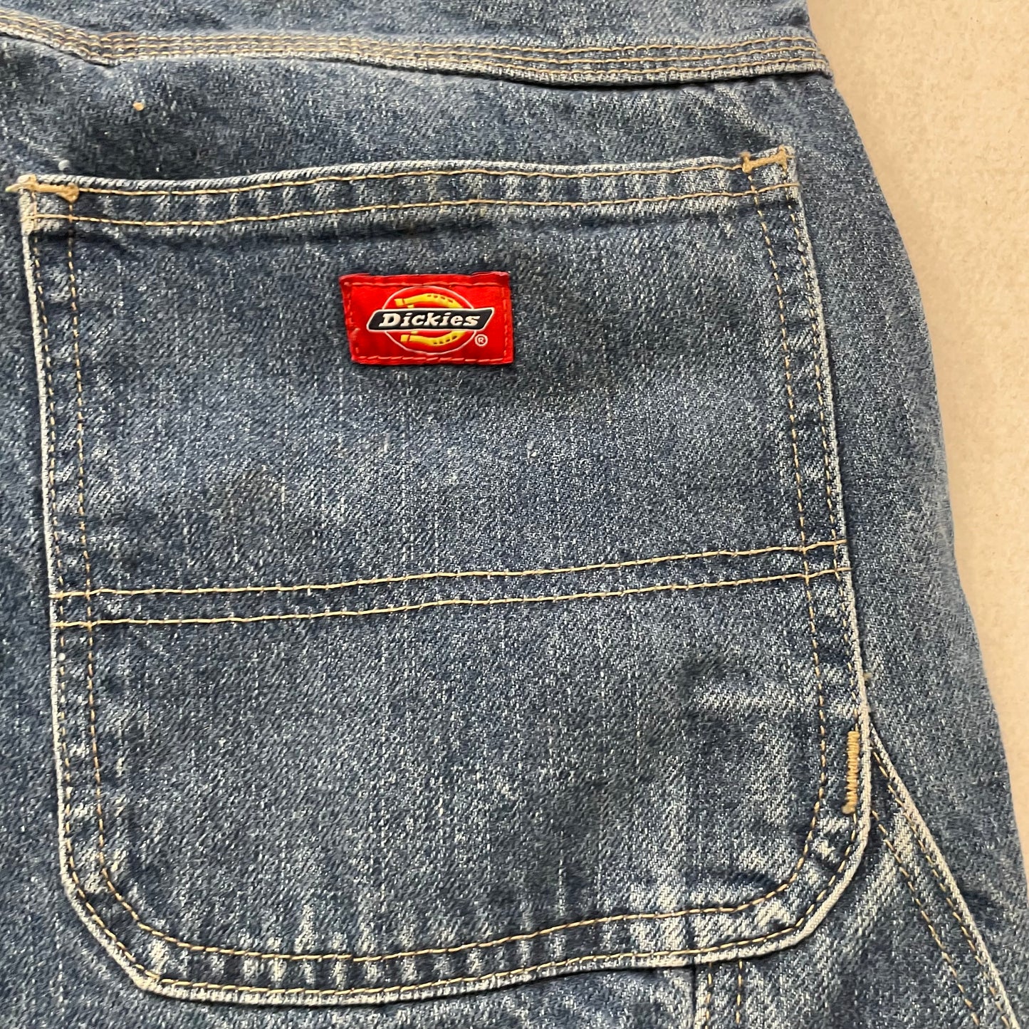 Dickies Men's Blue Loose Fit Carpenter Denim Jeans Pockets Classic Logo Size W39