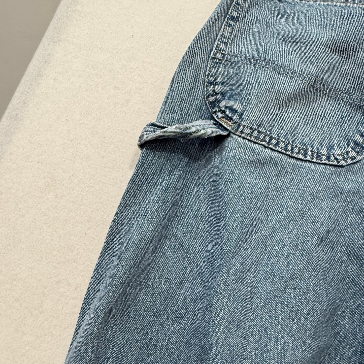 Dickies Men Blue Denim Distressed Carpenter Jeans Workwear Tool Pockets Waist 33