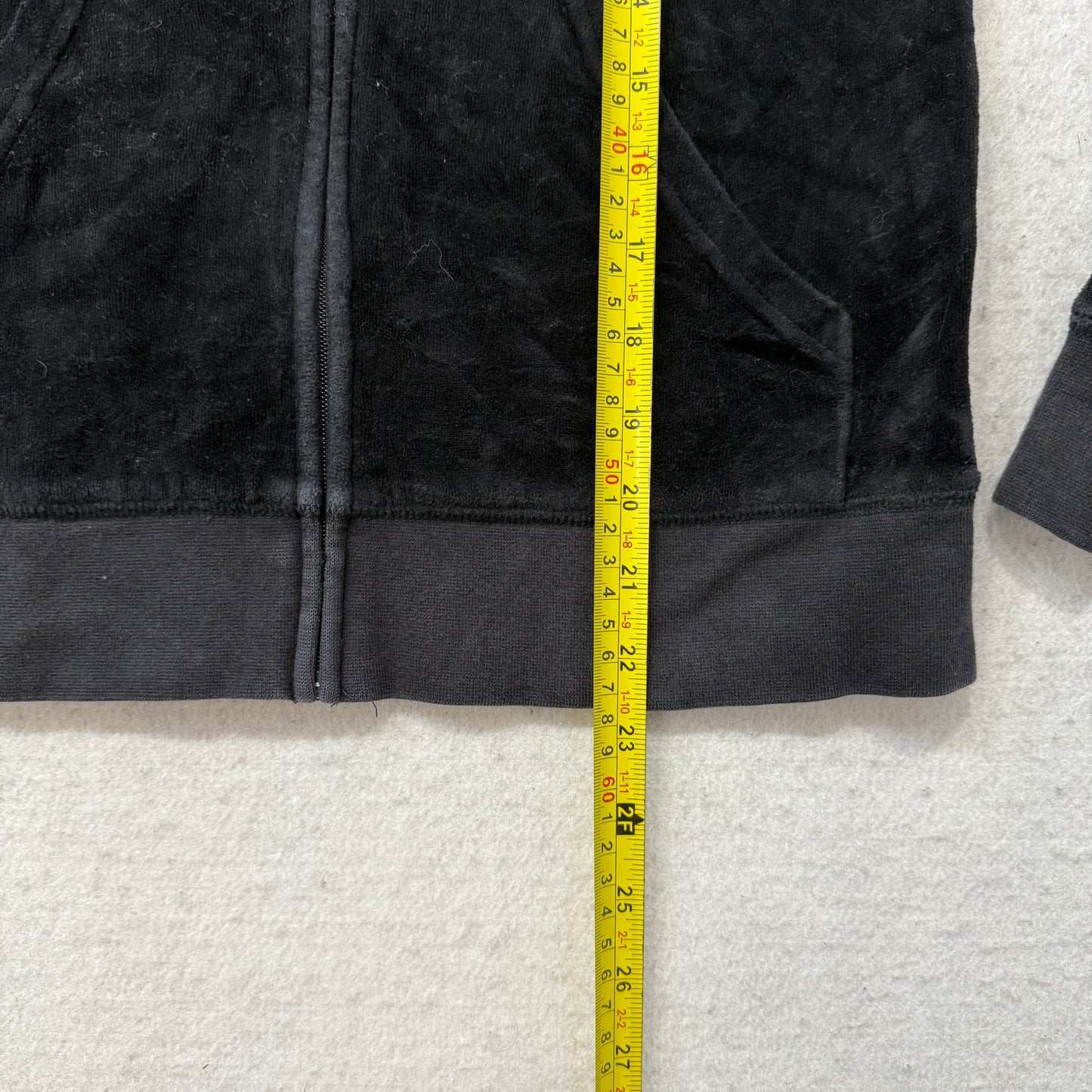 Juicy Couture Black Velour Tracksuit Set Zip Up Hoodie & Flare Pant Logo Size M