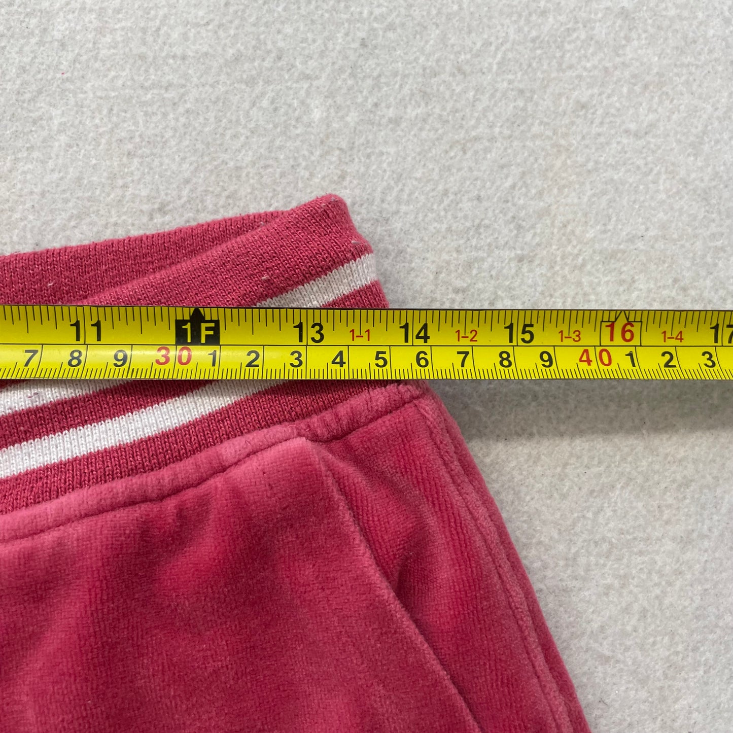 Juicy Couture Women's Red Velour Flared Track Pants Back Flap Pockets Size L