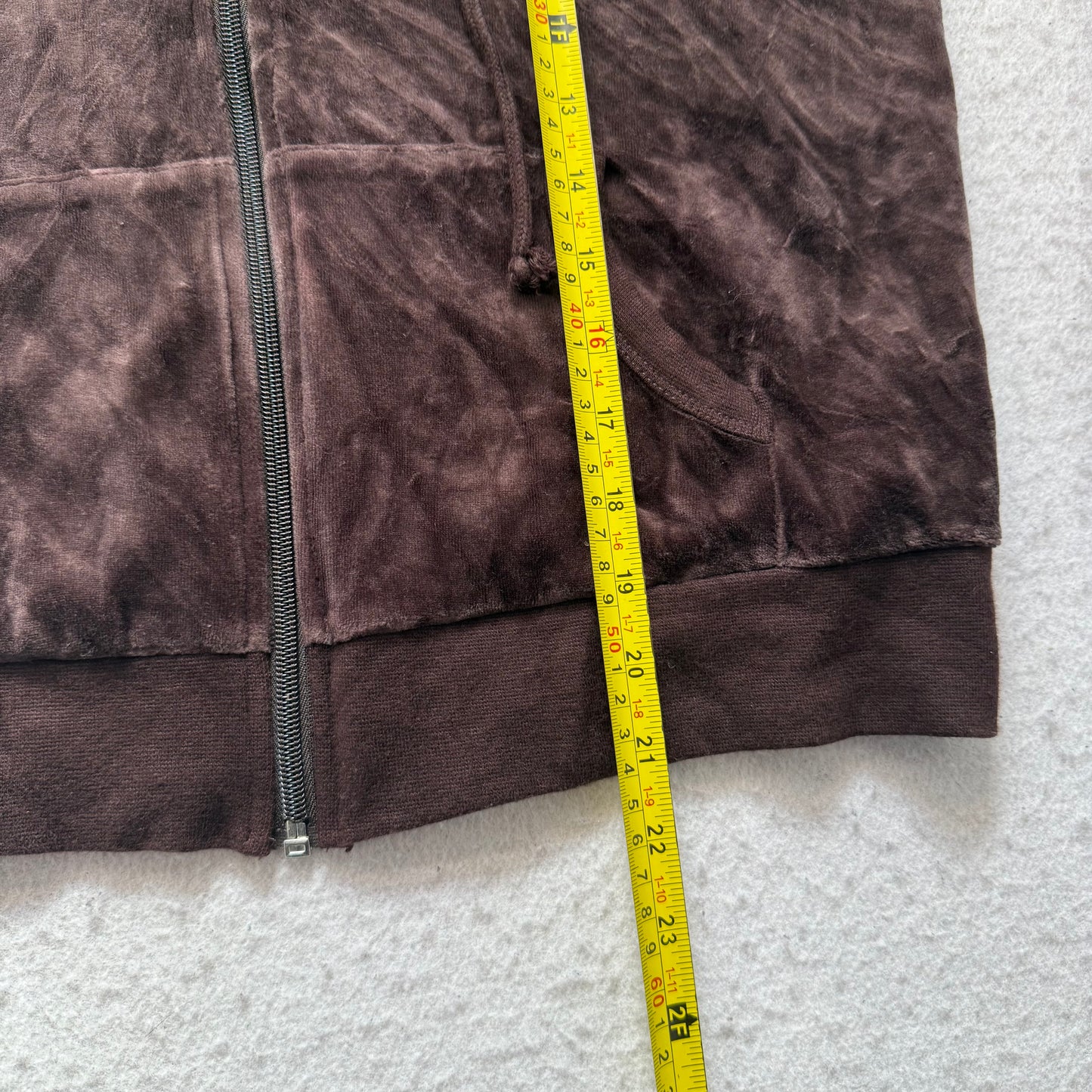Vintage Juicy Couture Scottie Dogs Womens Dark Brown Velour Zip-Up Hoodie Size L