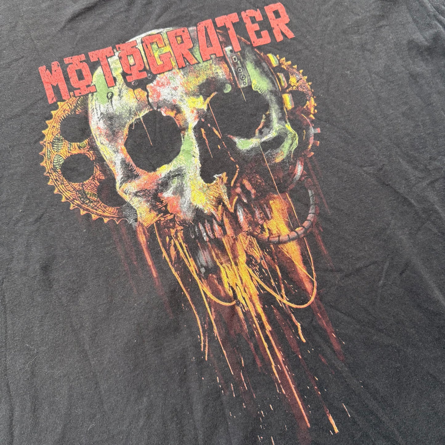 Hanes Nano Motograter Skull Gears Men's Black Cotton Graphic T-Shirt Size 2XL