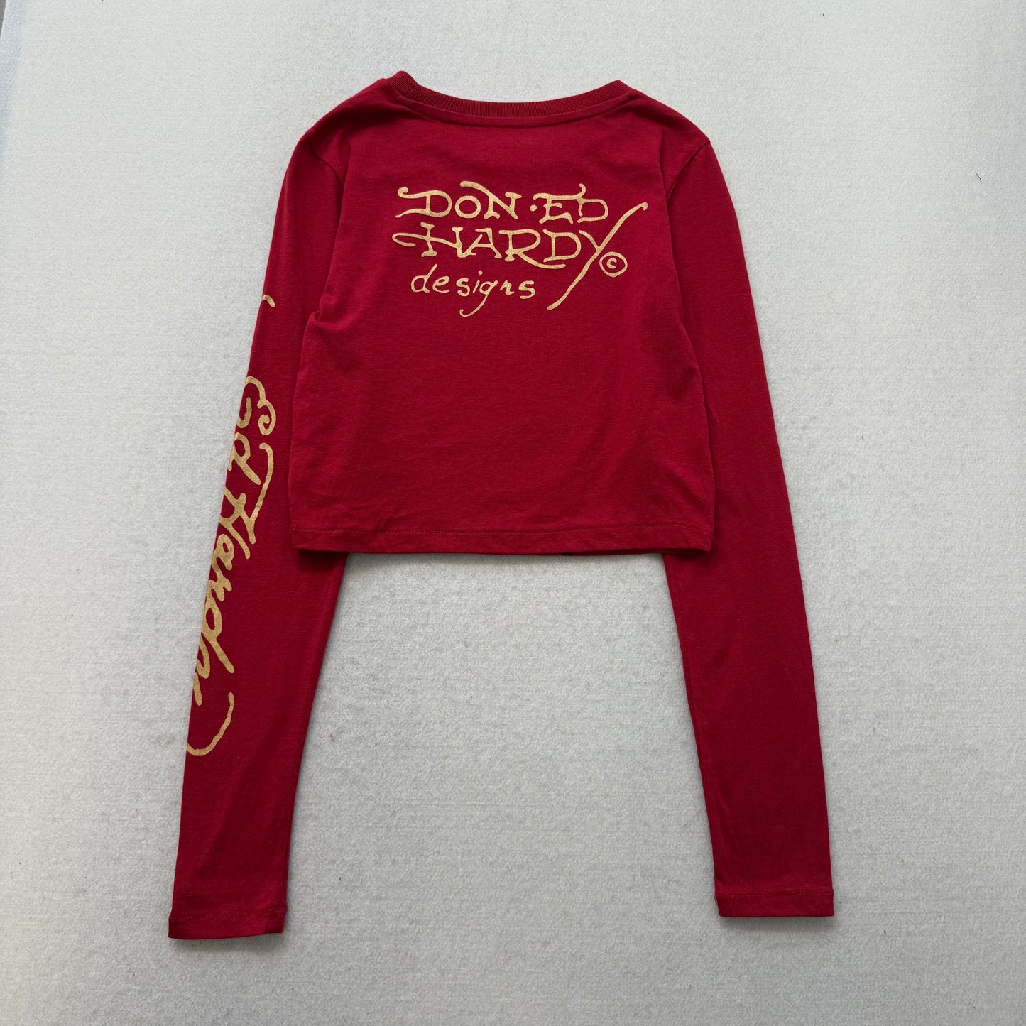 ED HARDY “Koi” BURGUNDY LONG SLEEVE BABY TEE
