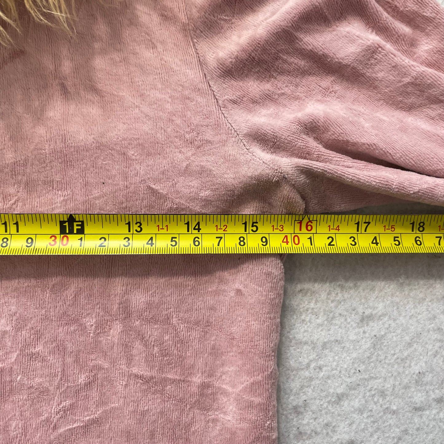Juicy Couture Women's Pink Velour Zip-Up Hoodie Faux Fur-Trimmed Hood Size M