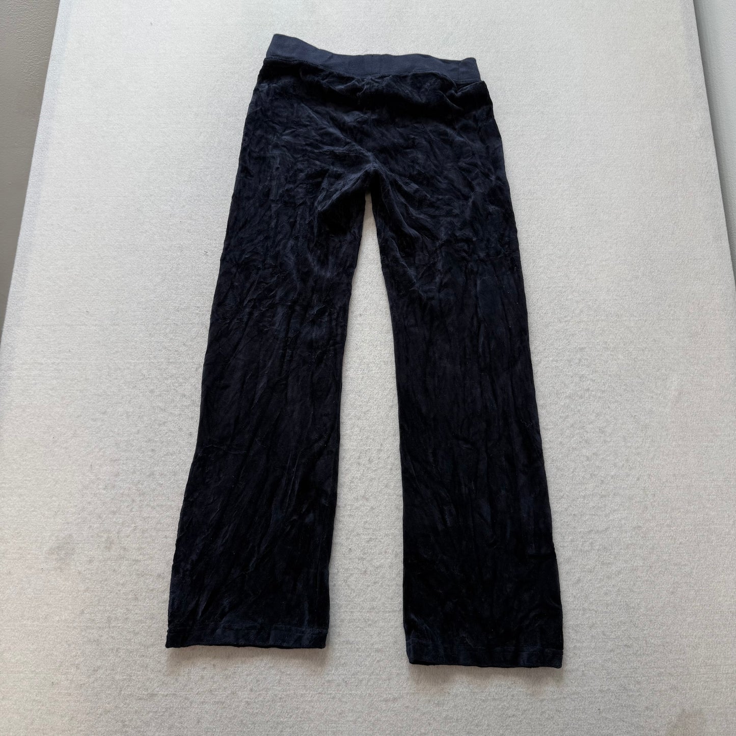Juicy Couture Women's Midnight Black Flared Track Pant Glitter Logo Y2K Size 4/5
