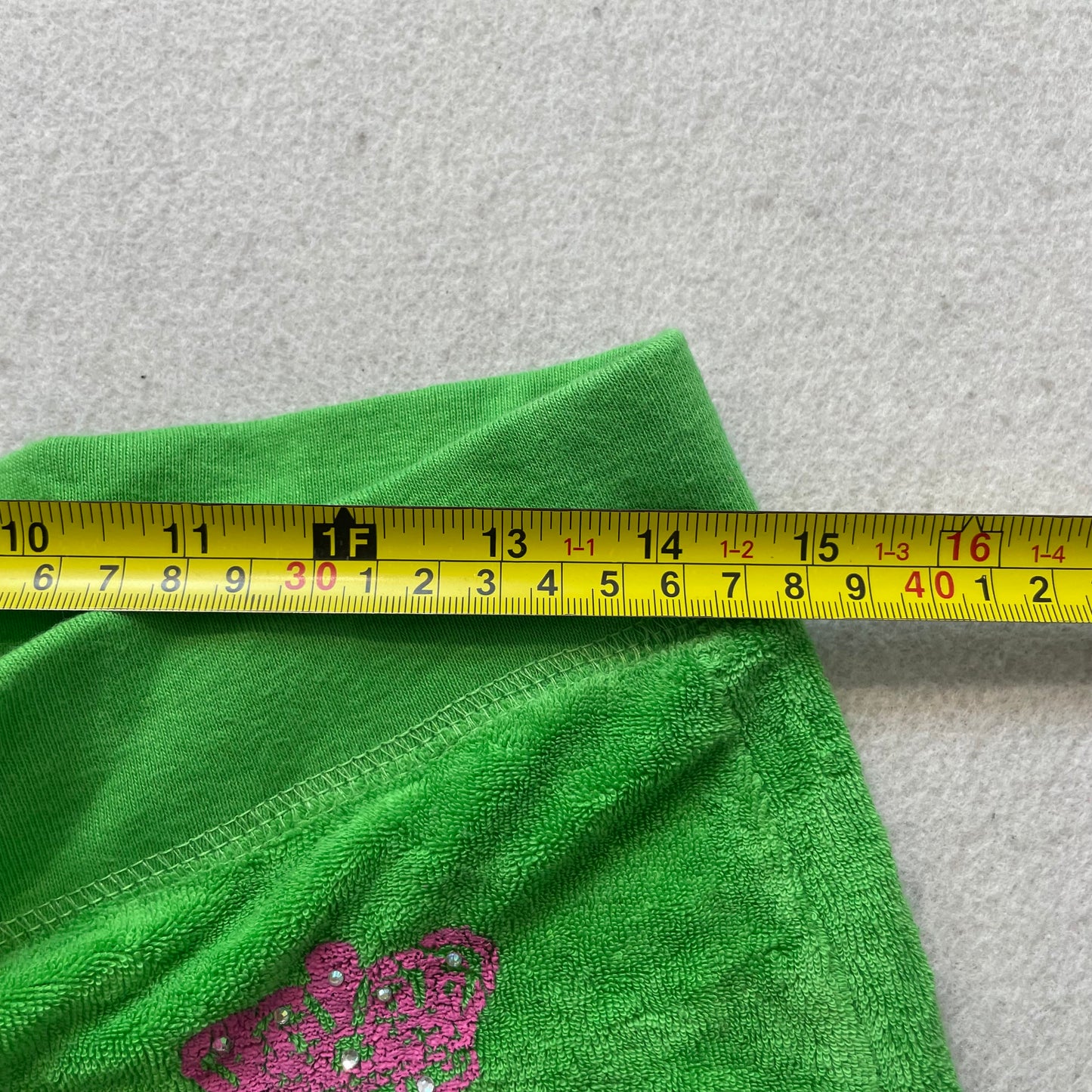Juicy Couture Womens Green Terry Cloth Flared Track Pants Rhinestone Logo Size M