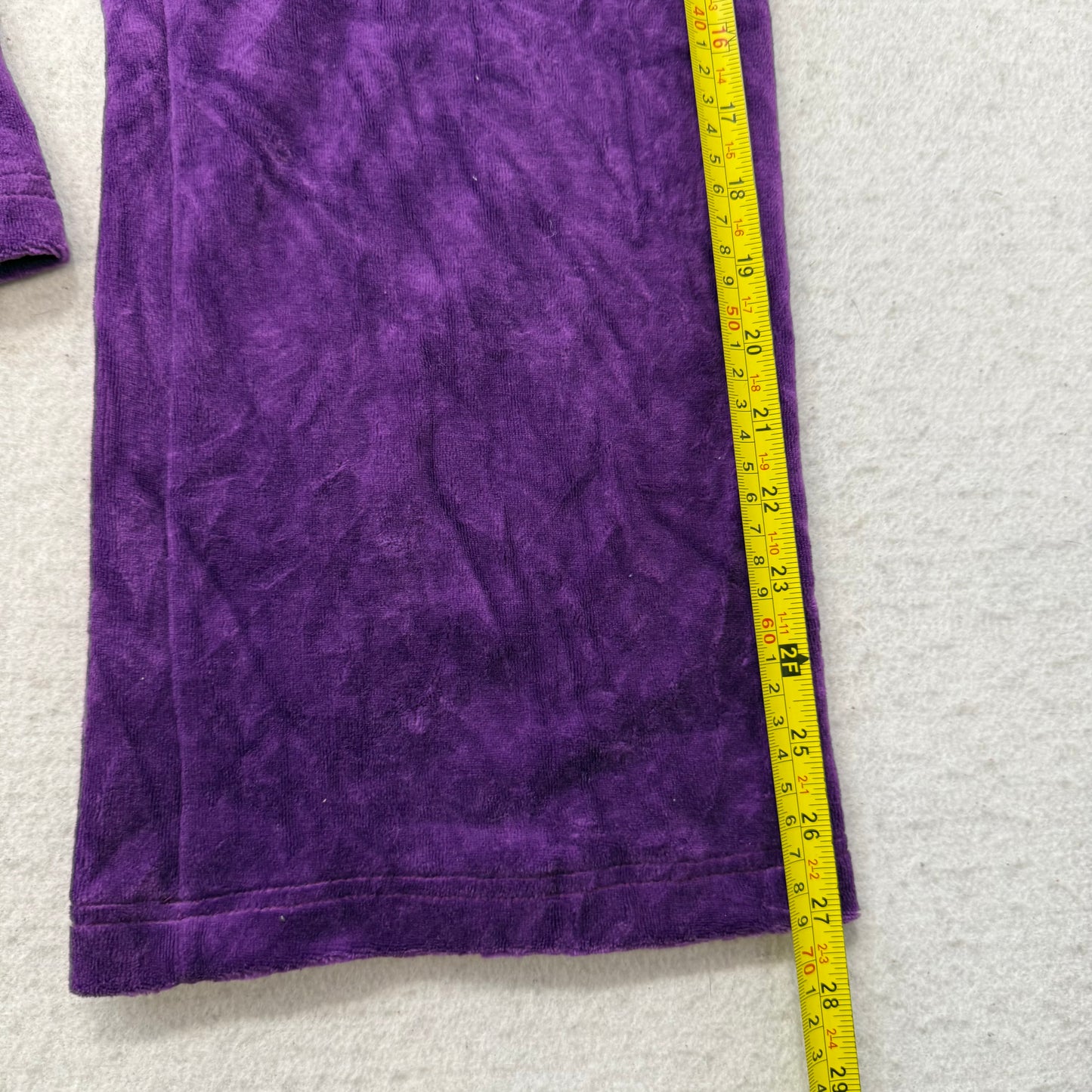 Bebe Women's Purple Velour Flare Wide Leg Track Pant Loungewear Logo Y2K Size XS