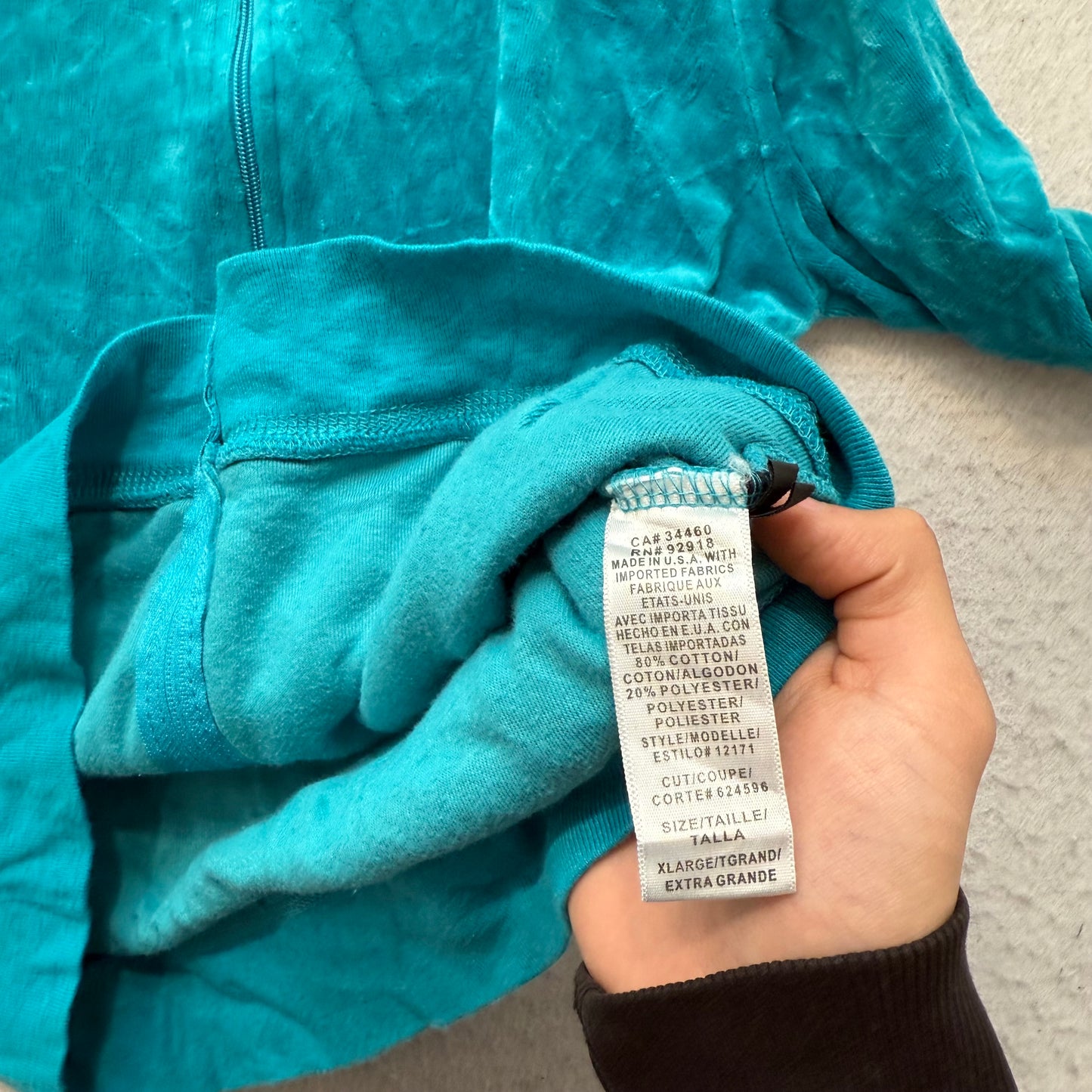 2003 Vtg Juicy Couture Scottie Dogs Womens Teal Velour Zip-Up Hoodie Y2k Size XL