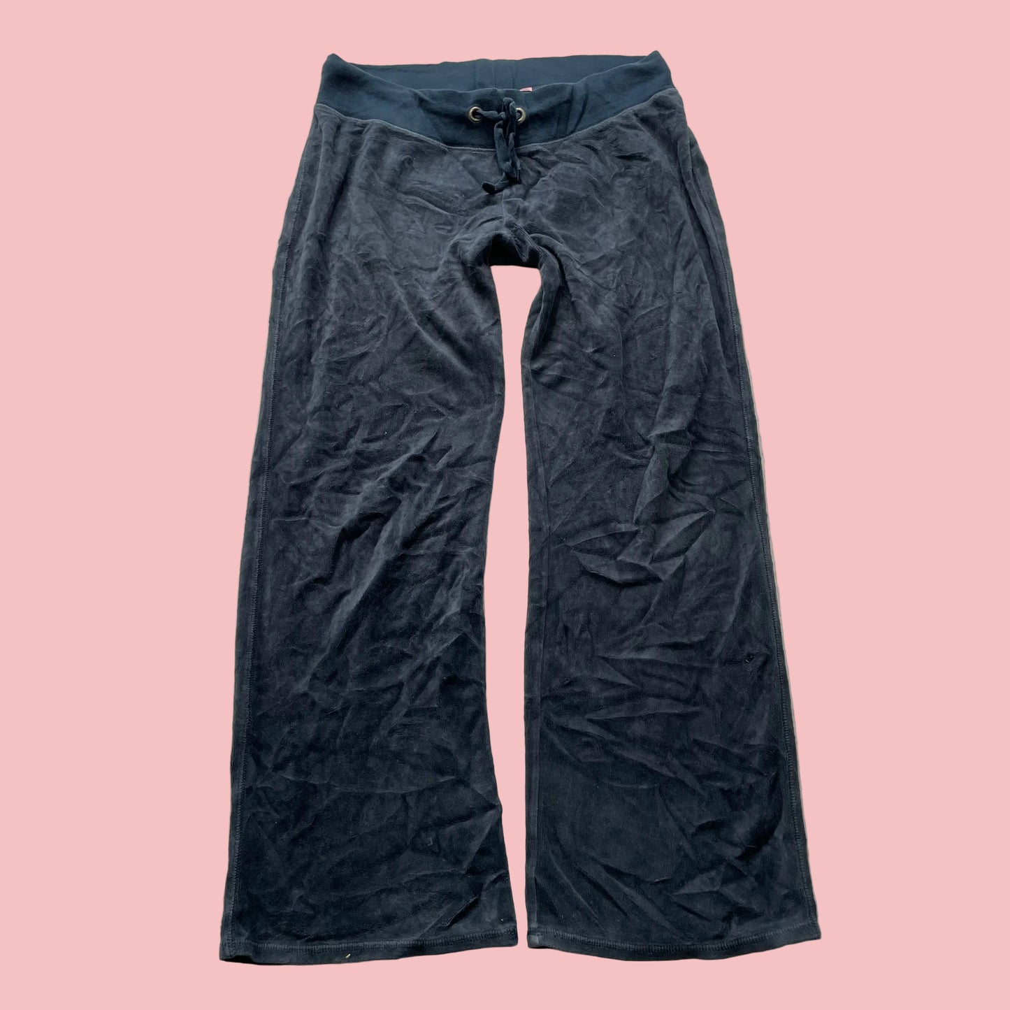 Juicy Couture Women's Navy Velour Flared Track Pant Drawstring Loungewear Size M