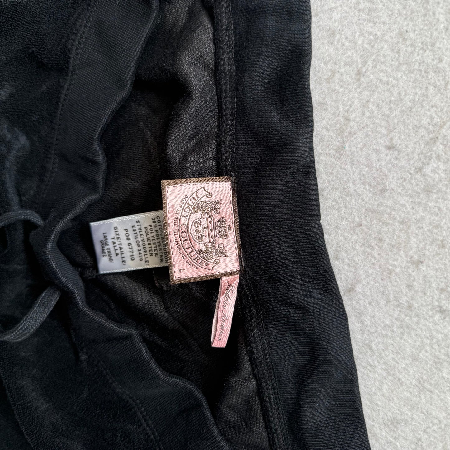 Vintage Juicy Couture Women Black Terrycloth Flared Track Pant Rhinestone Size L