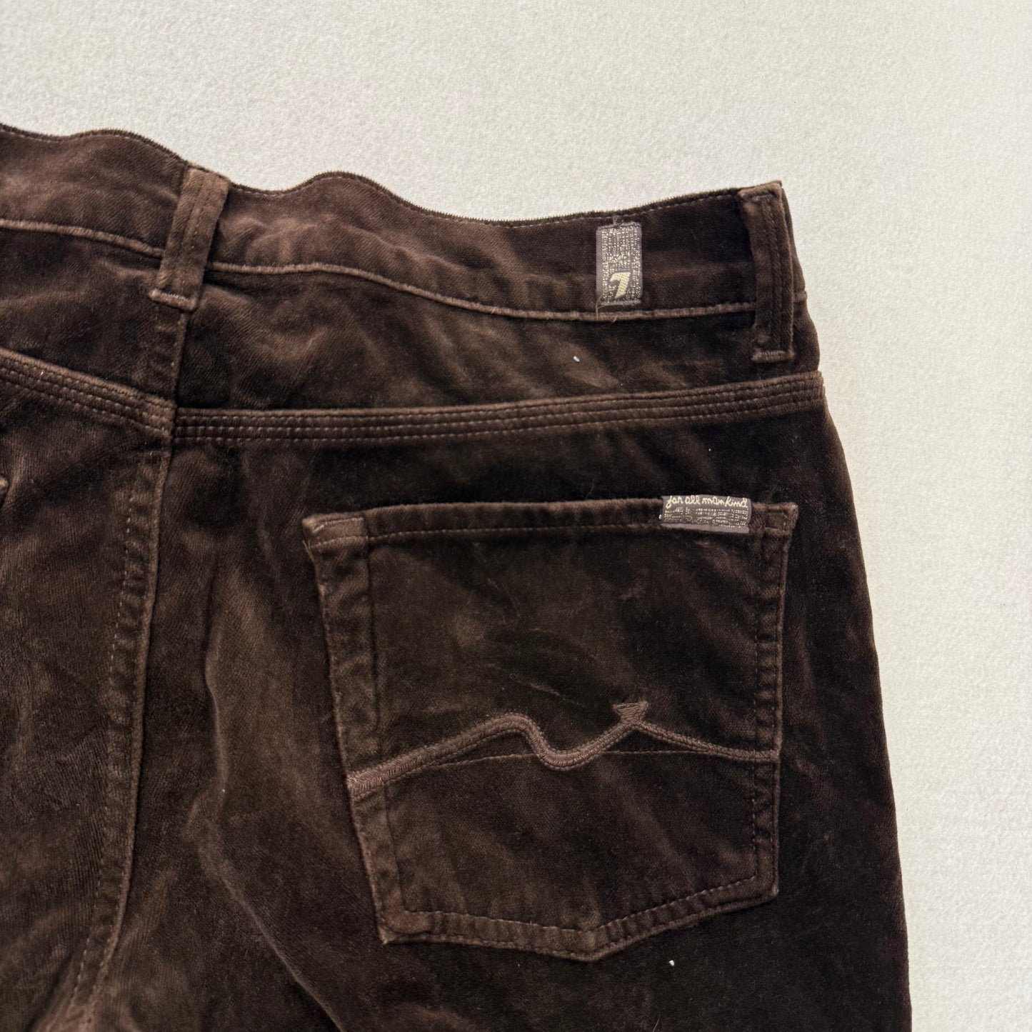 7 For All Mankind Brown Velour Flare Bootcut Pants Size 31