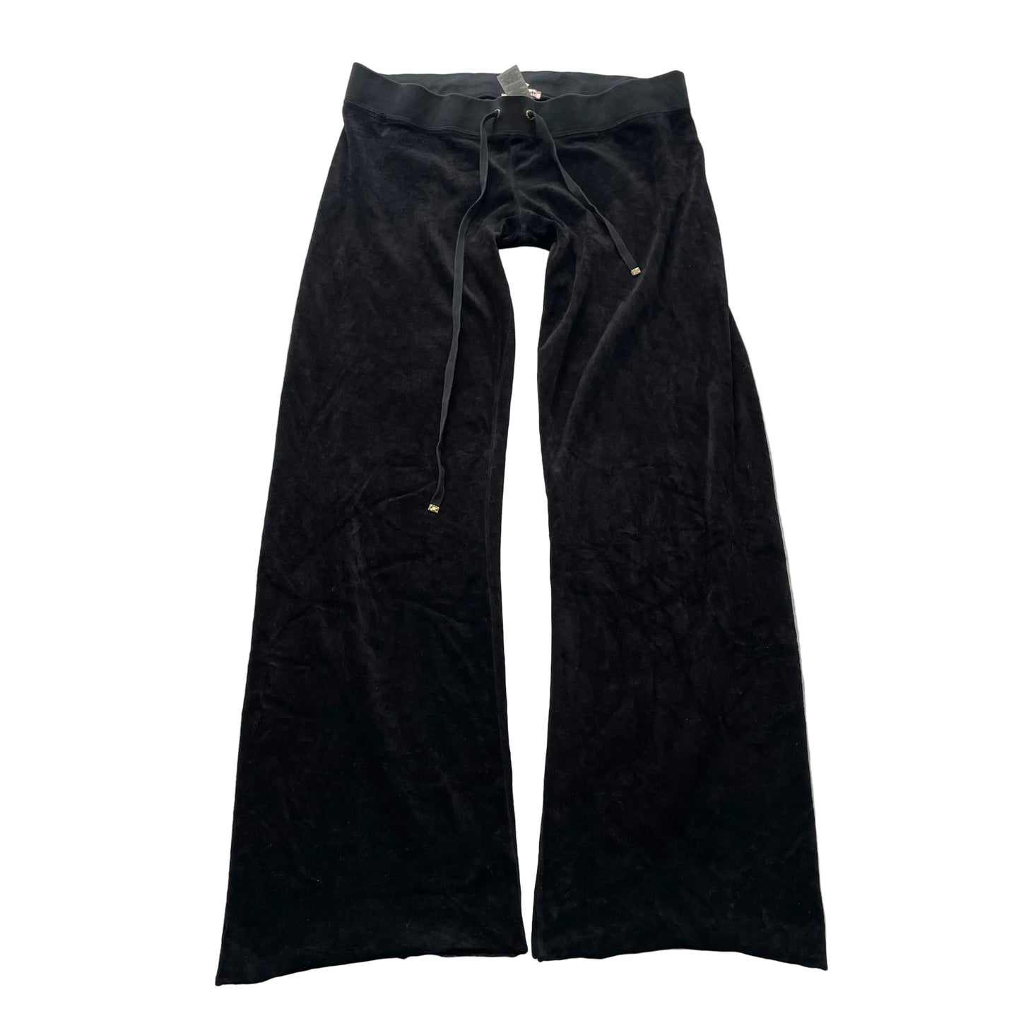Juicy Couture Womens Black Velour Flared Track Pant Loungewear Drawstring Size S