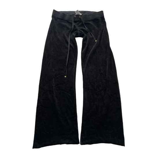 Juicy Couture Womens Black Velour Flared Track Pant Loungewear Drawstring Size S