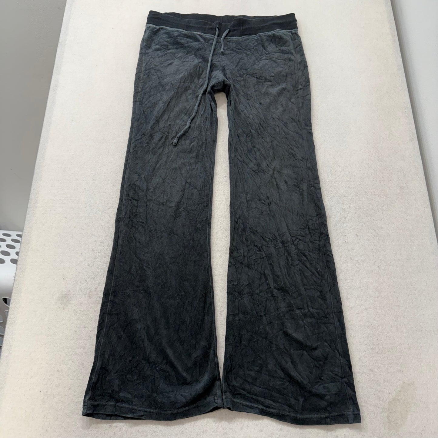 Juicy Couture Women Charcoal Velour Flare Track Pants Button-Flap Pockets Size M