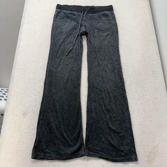 Juicy Couture Women Charcoal Velour Flare Track Pants Button-Flap Pockets Size M