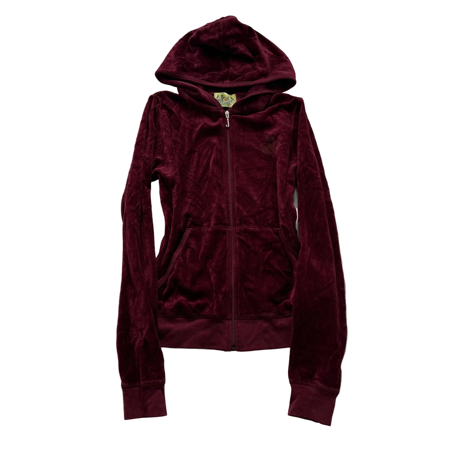 2003 Vintage Juicy Couture Women's Deep Burgundy Velour Full Zip Hoodie Size L