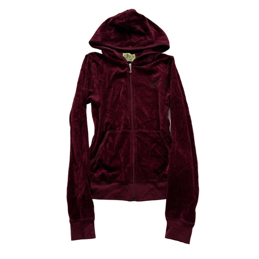 2003 Vintage Juicy Couture Women's Deep Burgundy Velour Full Zip Hoodie Size L