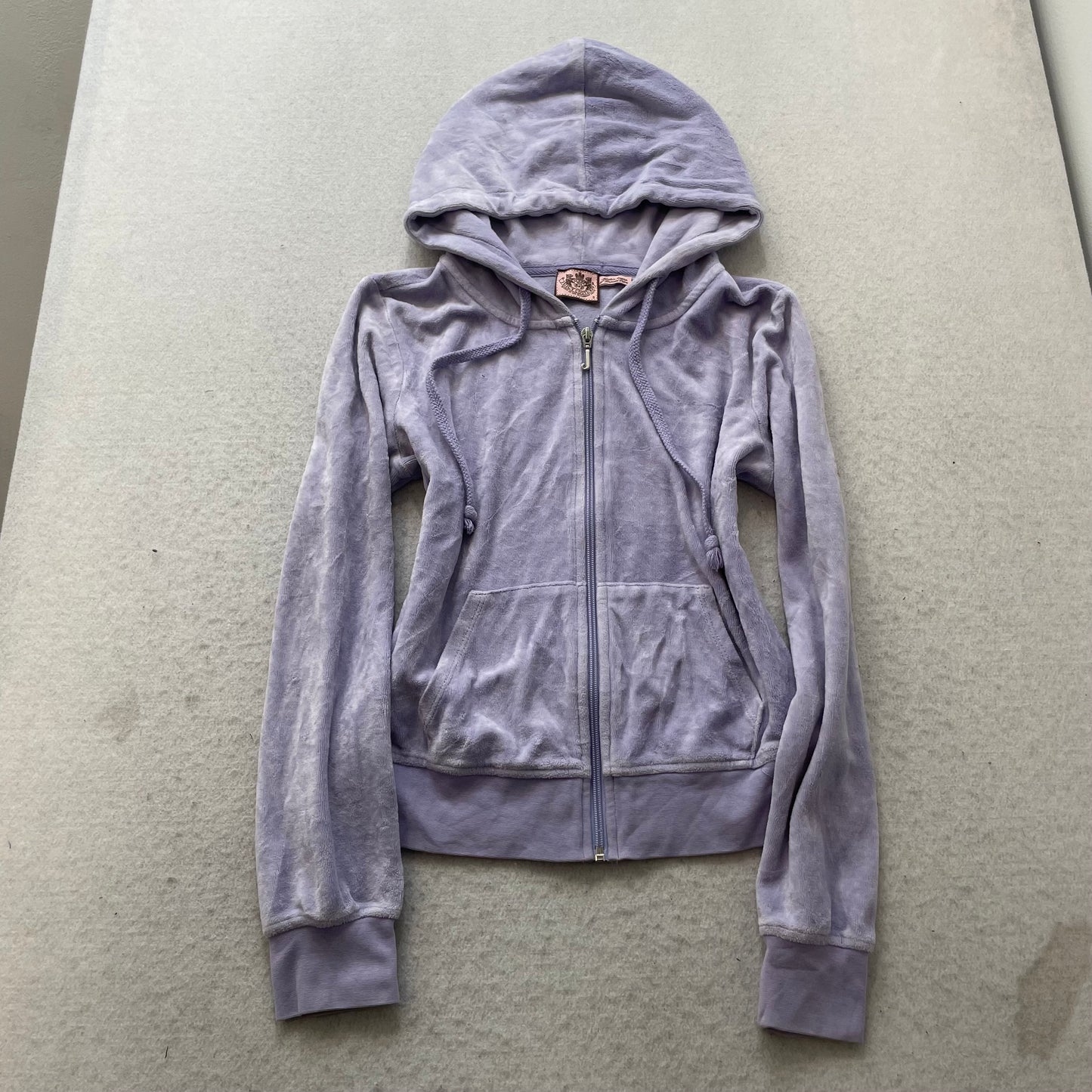 Vintage Juicy Couture Womens Lavender Velour Zip-Up Hoodie Crown Logo Y2k Size S