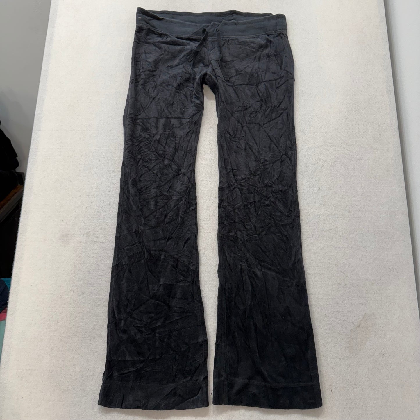 Juicy Couture Women's Black Velour Flared Track Pant Back Snap Pockets Size M