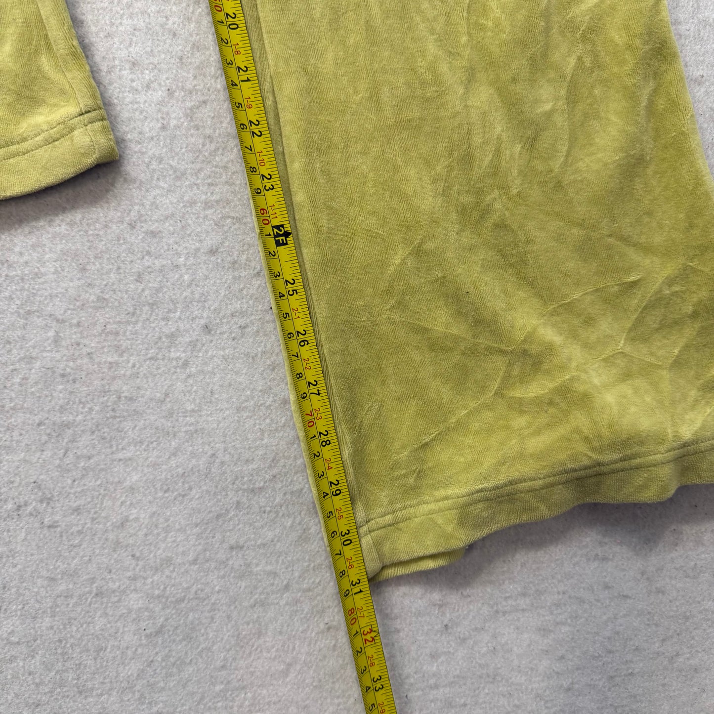 Vintage Juicy Couture Women's Yellow Velour Flared Track Pants Drawstring Size L