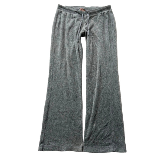 Vintage Juicy Couture Women's Heather Gray Velour Flared Track Pant Y2K Size S