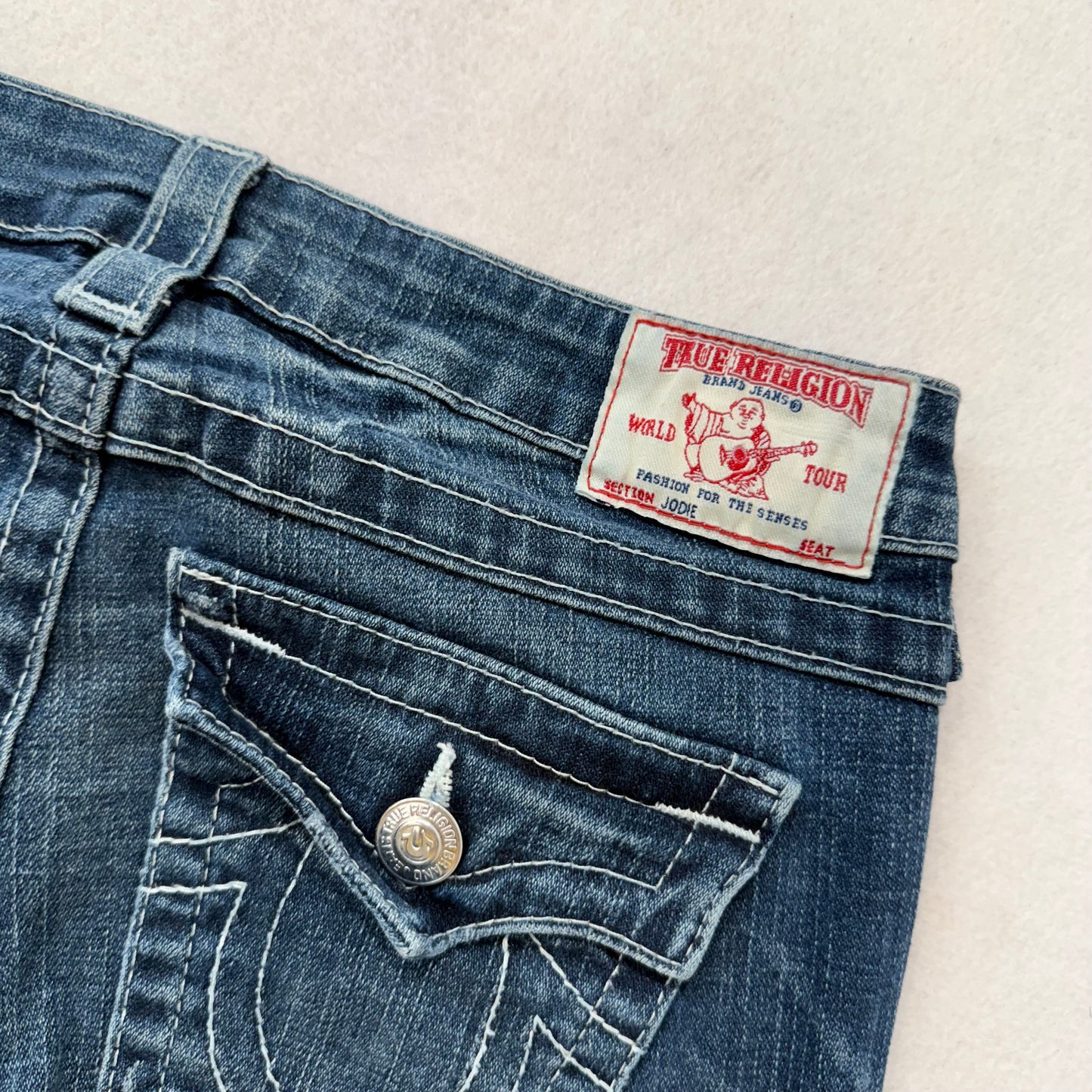 True Religion Jodie Women Dark Blue Denim Skinny Jeans Back Flap Pockets Size 27