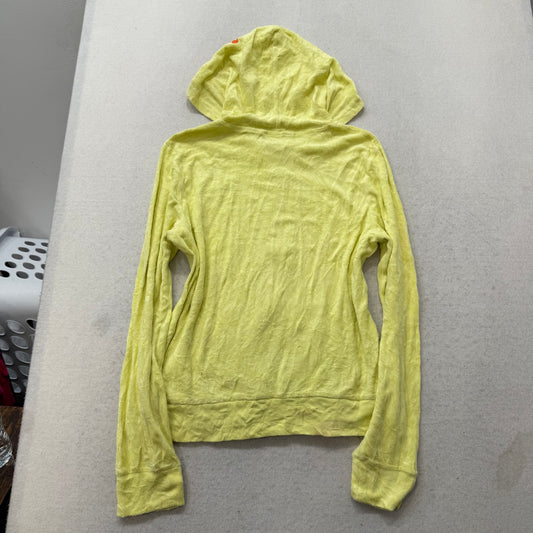 Juicy Couture Women's Yellow Terry Cloth Zip-Up Hoodie Long Sleeve Casual Size L