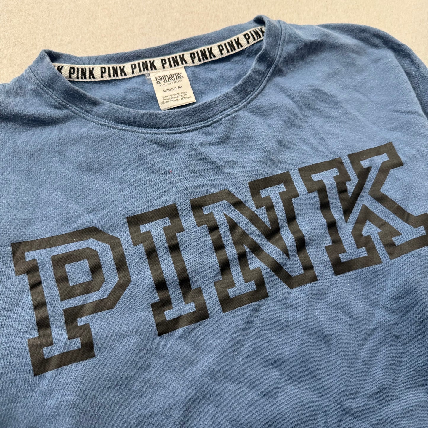 Victoria's Secret PINK Women's Blue Pullover Jumper Sweatshirt Crew Neck Size S