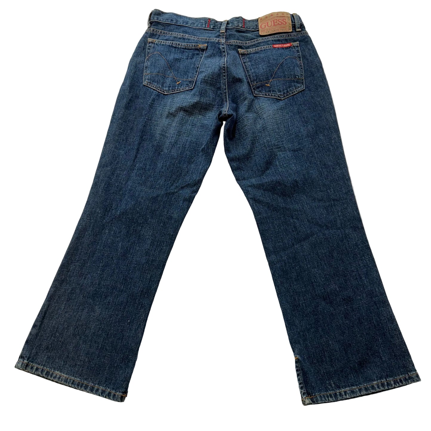 Guess Women's Blue Denim Wide Leg Jeans Button Fly Pockets Classic Fit Size 30
