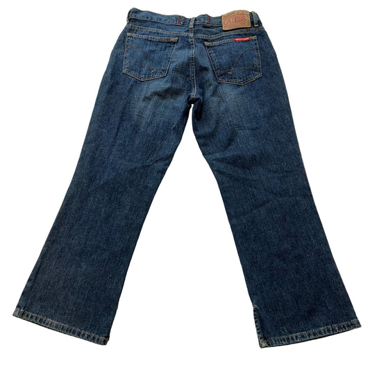 Guess Women's Blue Denim Wide Leg Jeans Button Fly Pockets Classic Fit Size 30