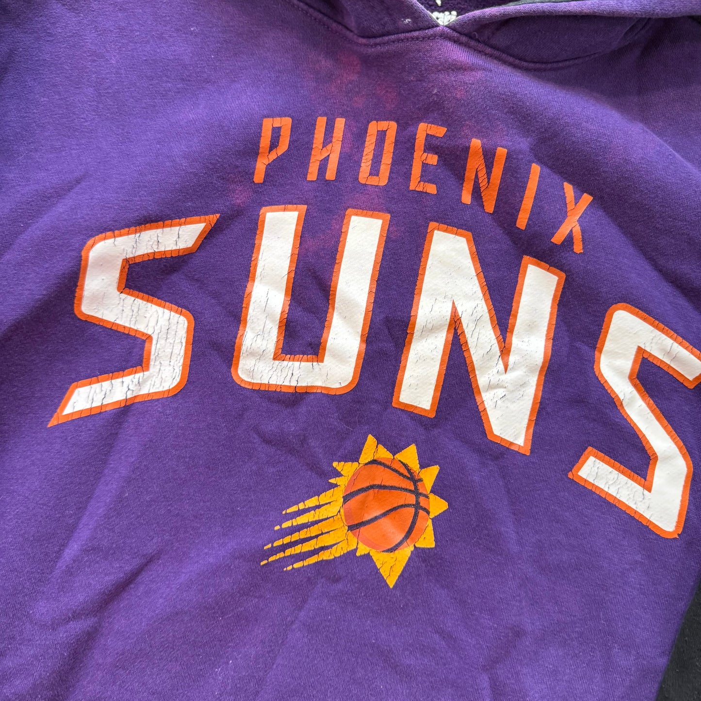 Fanatics NBA Phoenix Suns Mens Purple Pullover Hoodie Black Sleeve Panels Size L