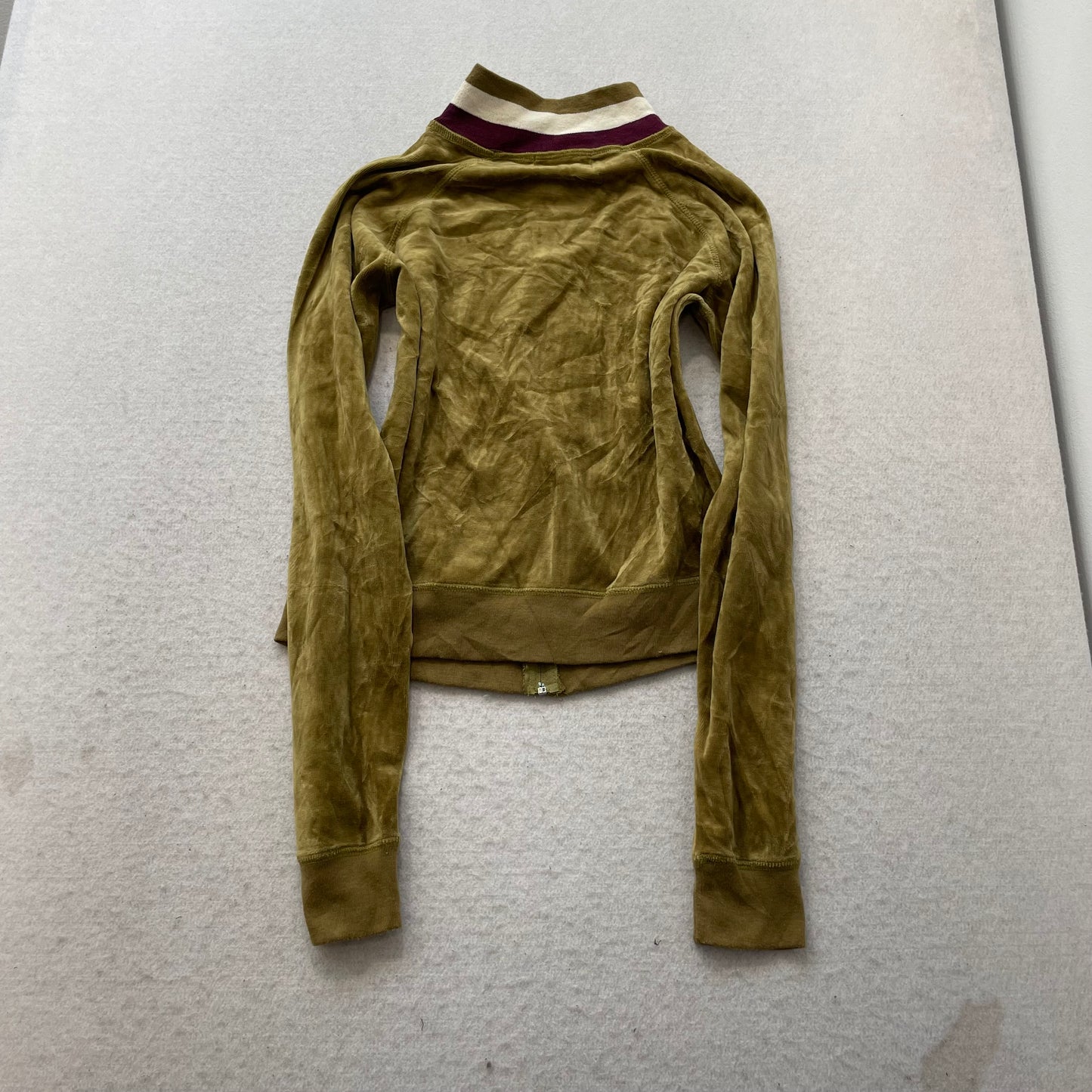 Vintage 2003 Juicy Couture Womens Olive Velour Zip-Up Track Jacket Pocket Size L