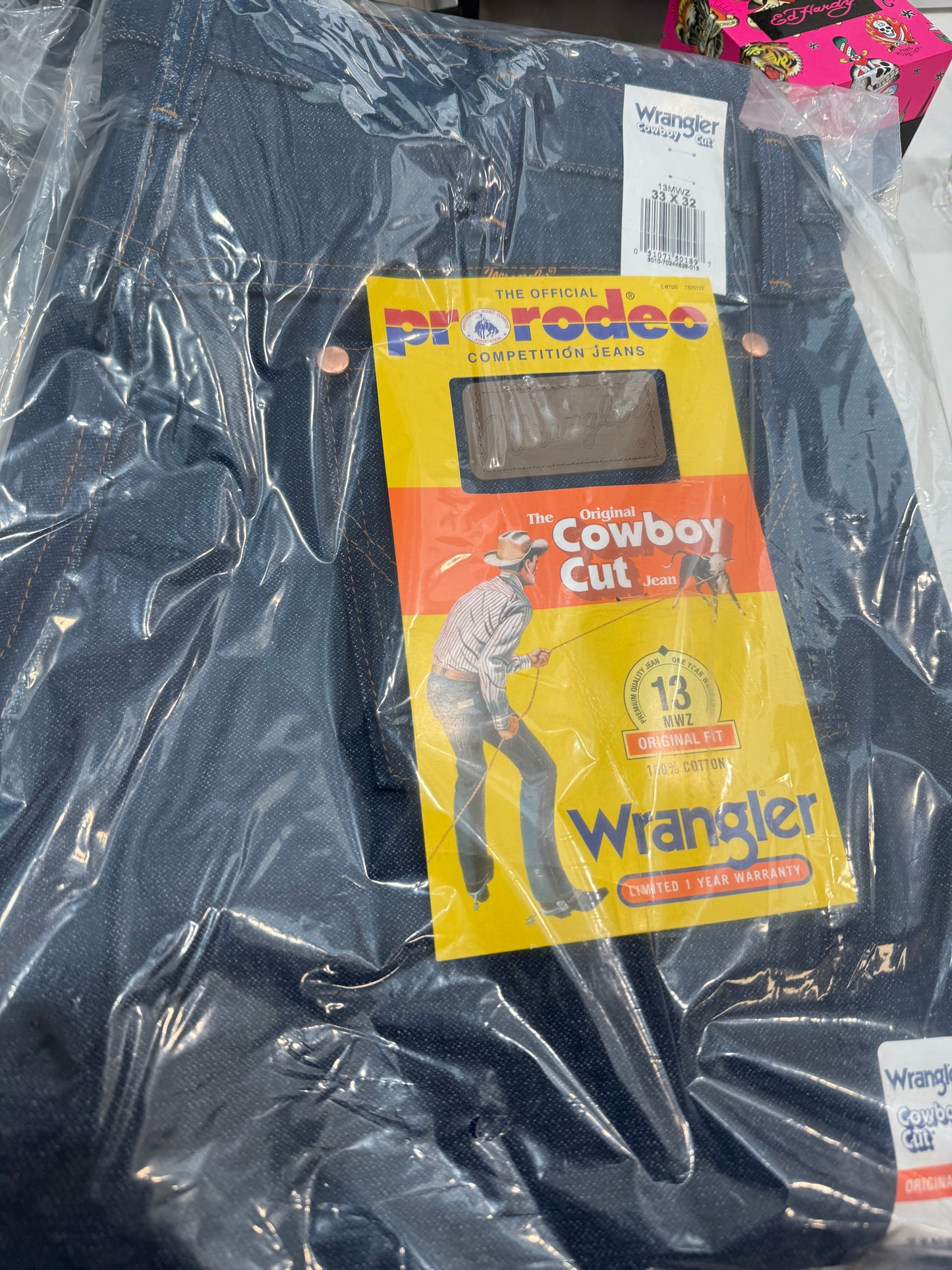Wrangler Original Cowboy Cut 13MWZ Dark Indigo Blue Denim Jeans 100% Cotton Size 33x32