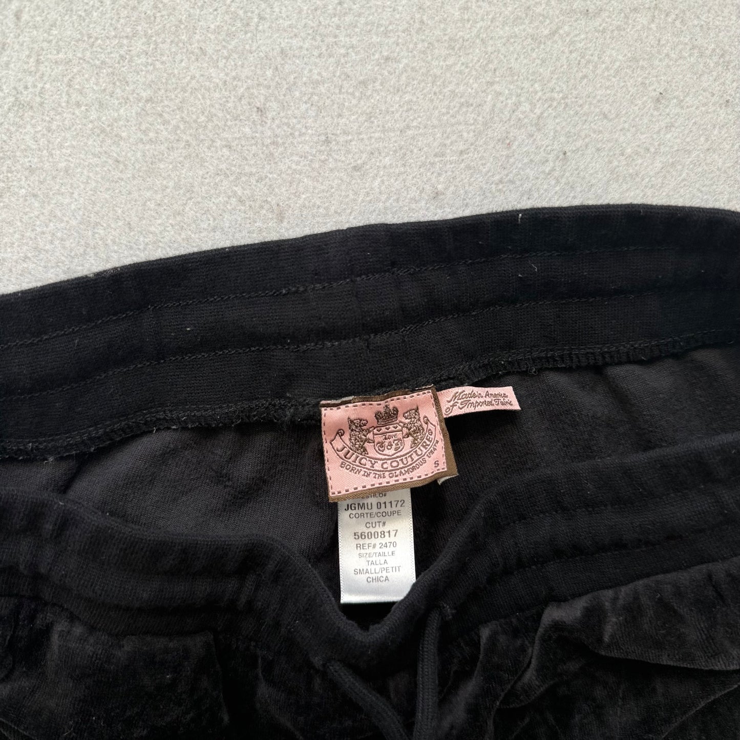 Vintage Juicy Couture Womens Charcoal Velour Flared Track Pant Drawstring Size S