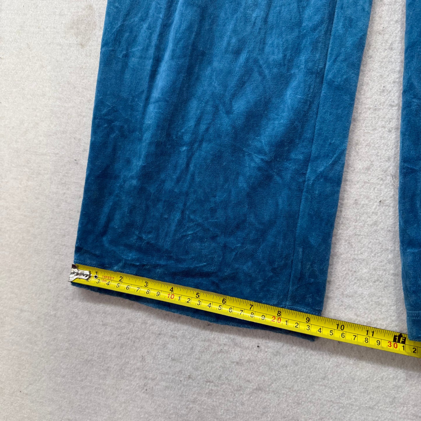 Juicy Couture Women's Teal Blue Velour Flared Leg Track Pant Loungewear Size XL