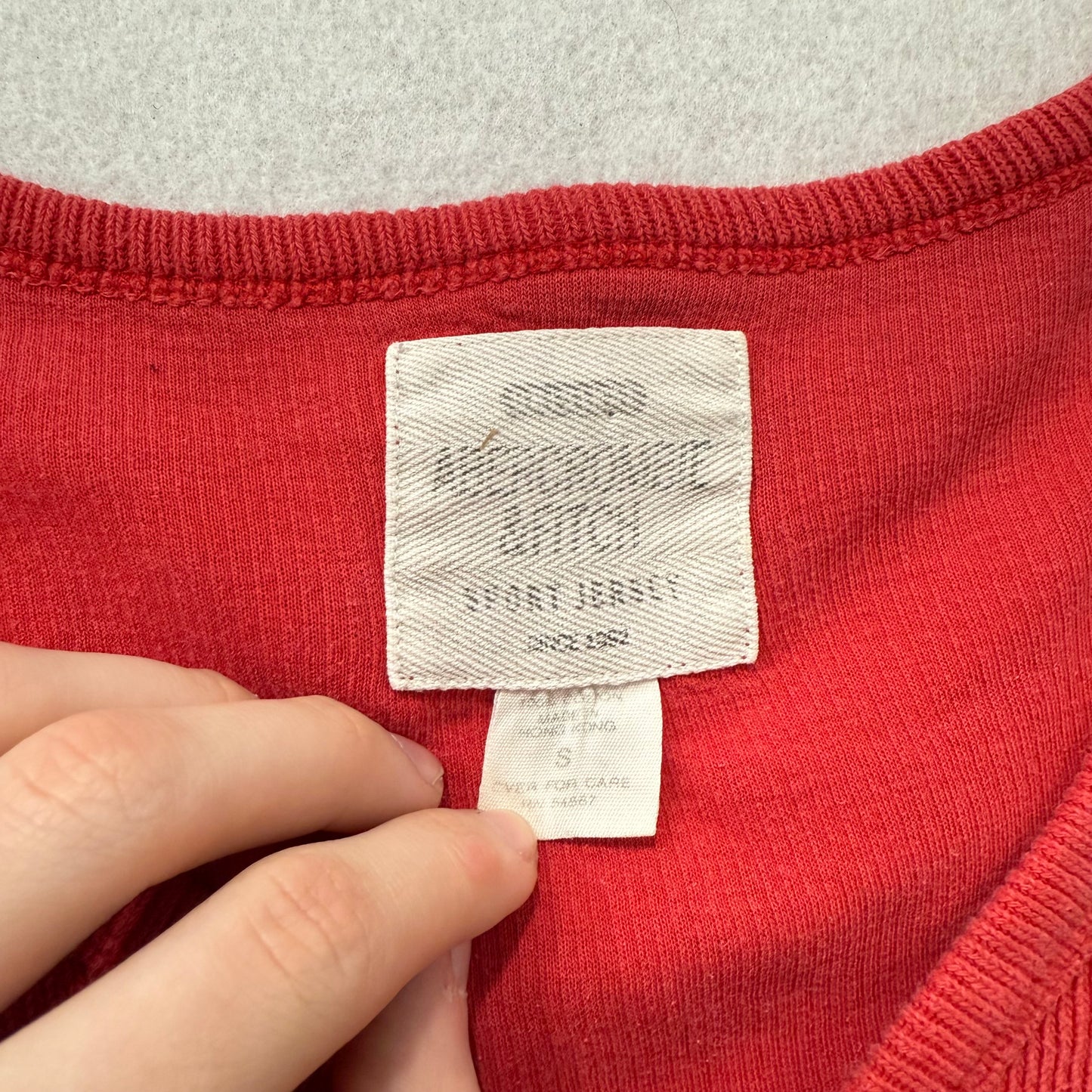 Abercrombie & Fitch Women's Red Ribbed Cotton Sports Jersey Henley V-Neck Size S
