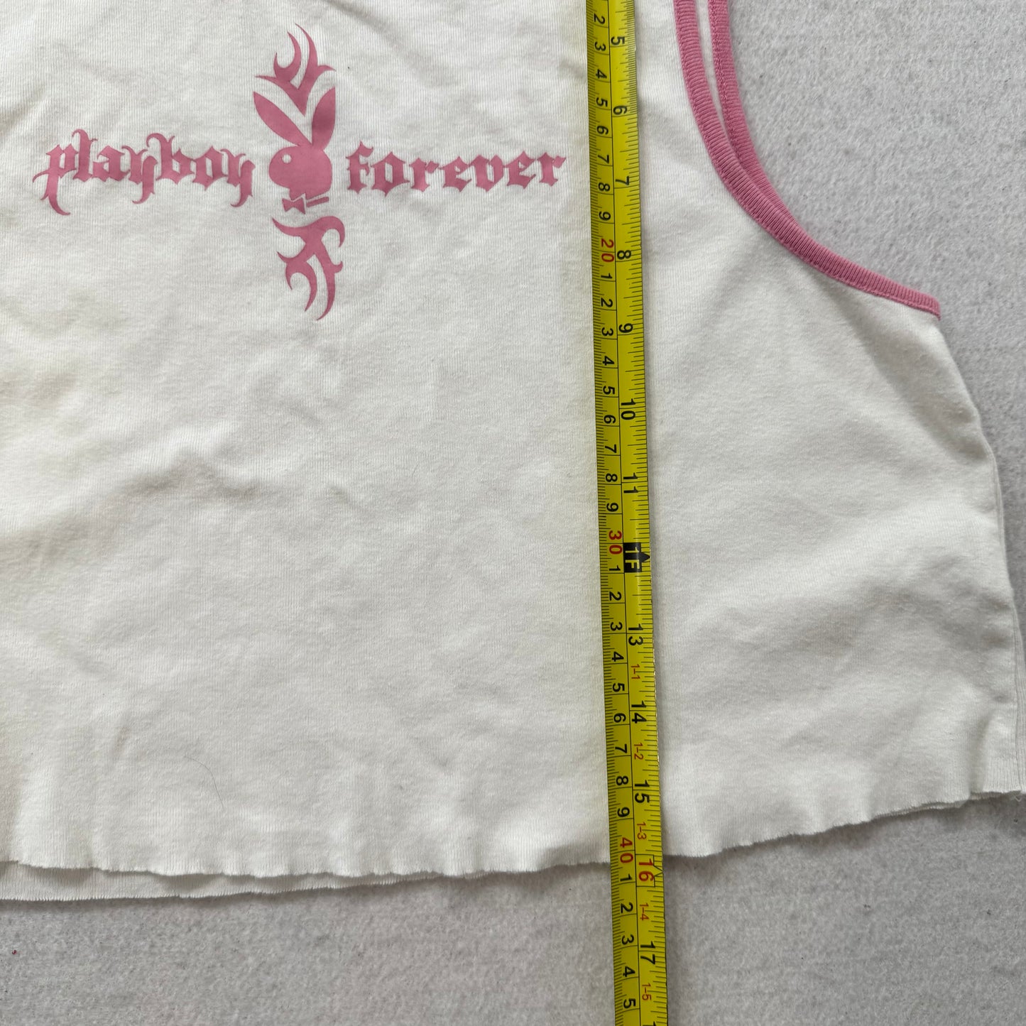 Playboy By Pacsun Women White Pink Cotton Cropped Tank Top Raglan Cut Y2K Size S