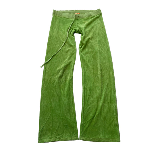 2003 Vintage Juicy Couture Women's Apple Green Terry Cloth Flared Track Pant - S