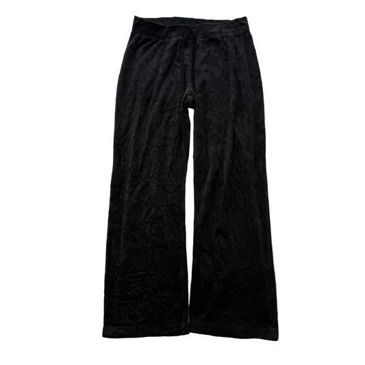 Vintage Juicy Couture Black Velour Flared Track Pant Loungewear Low Rise Size L