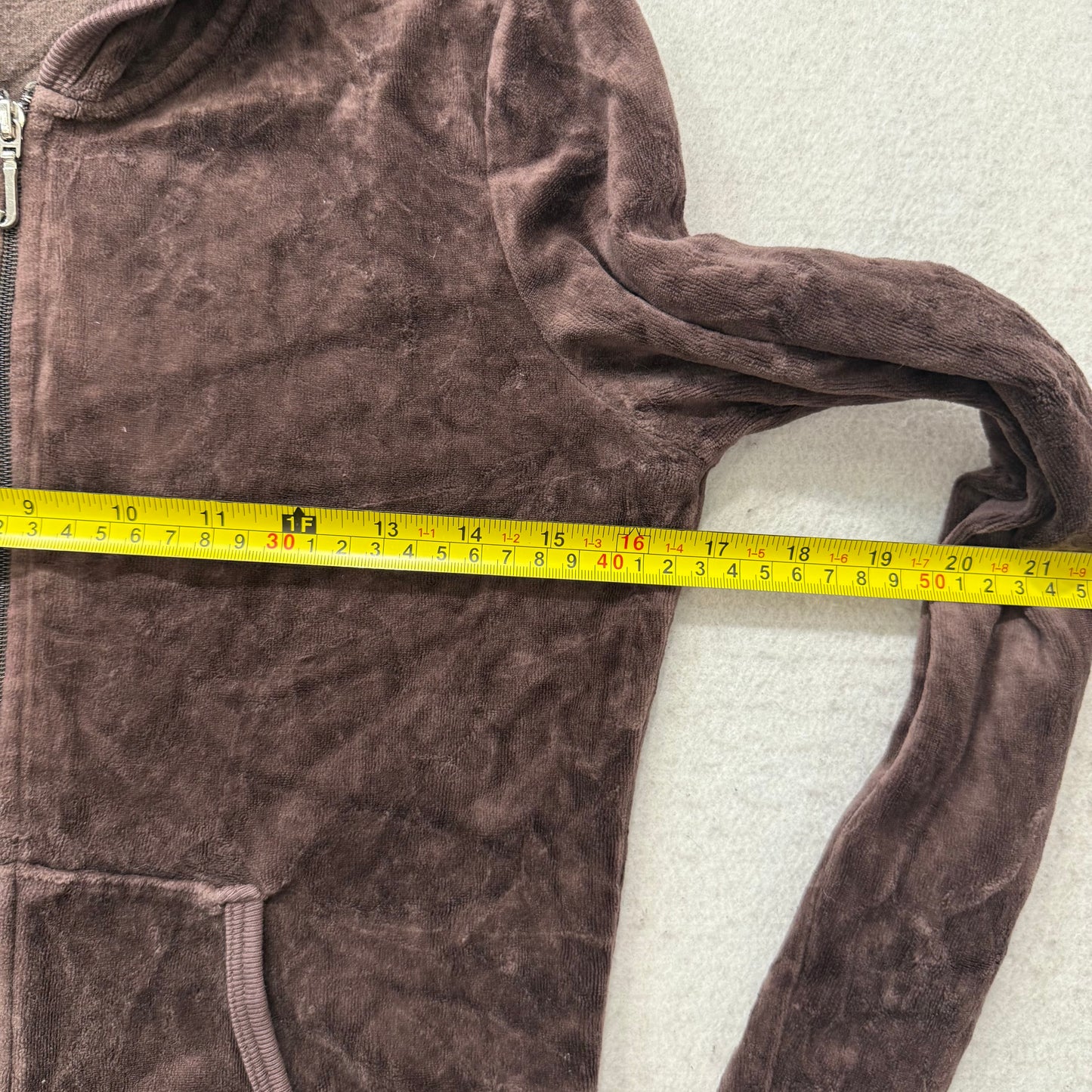 Juicy Couture Womens Dark Brown Velour Tracksuit Set Hoodie & Pant Logo Size M/L
