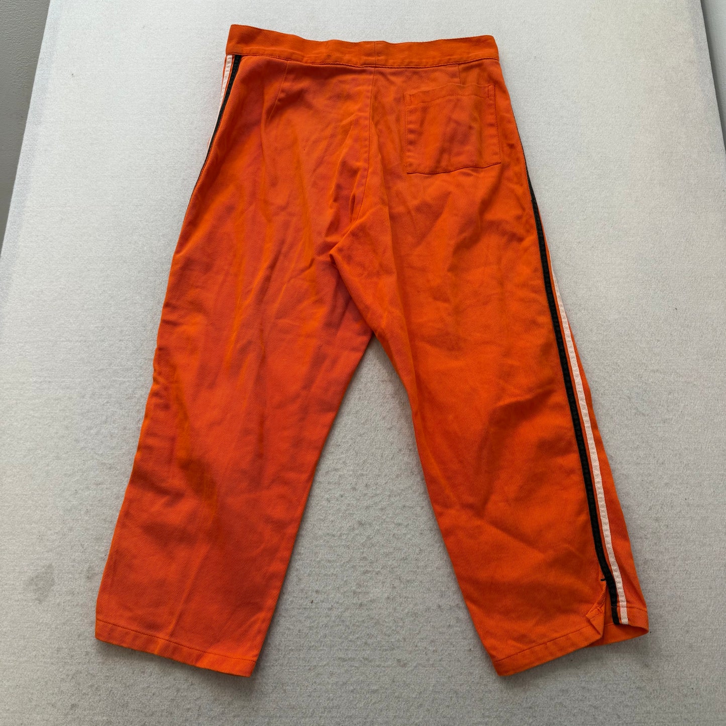 Men's Orange Cotton Blend Racing Style Pants Side Stripe Outdoor Casual Size 30