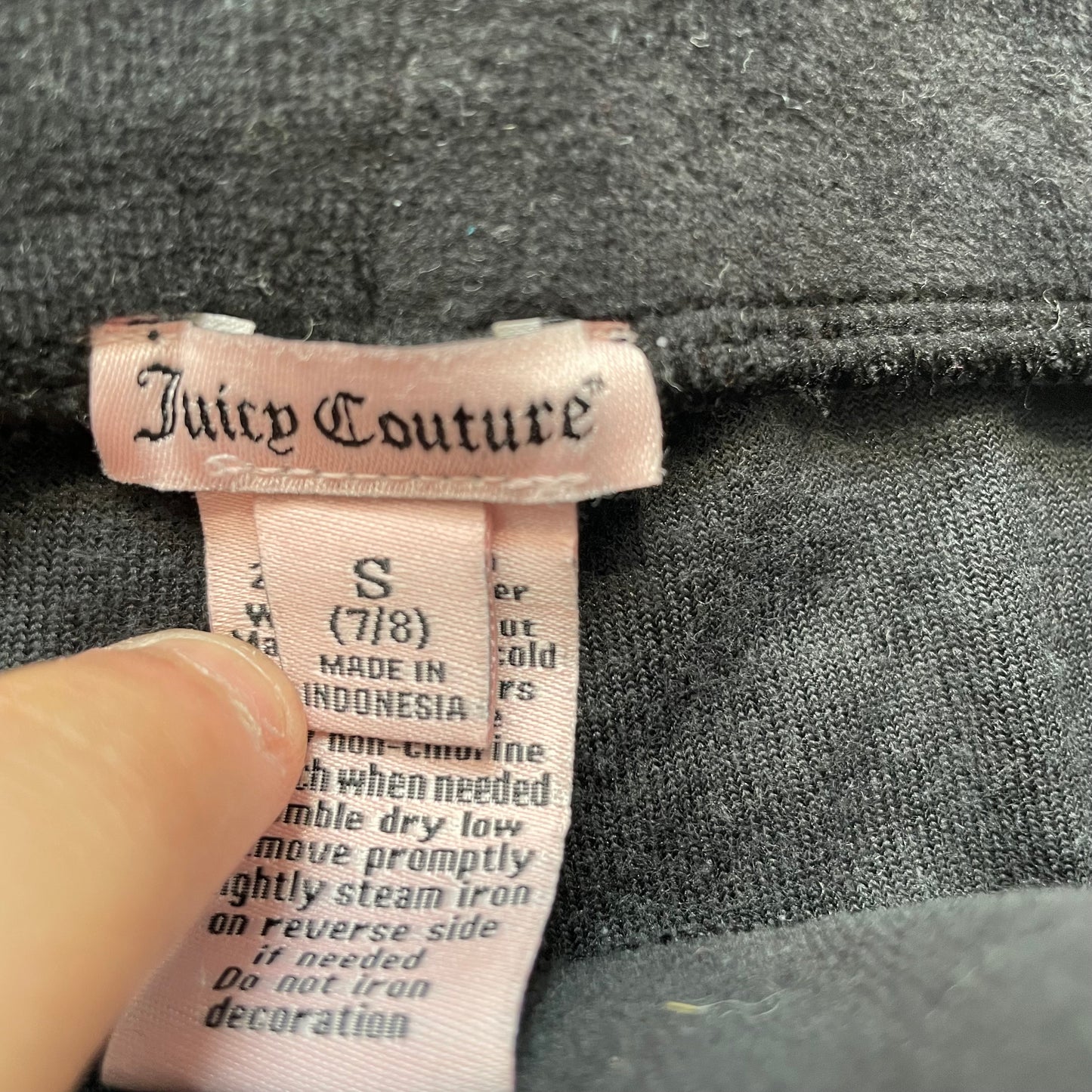 Juicy Couture Women's Black Velour Flared Track Pants Glitter Logo Size S (7/8)