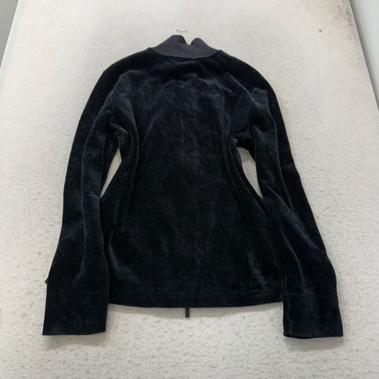 Lauren Ralph Lauren Women's Black Velour Zip-Up Track Jacket Mock Neck Size L